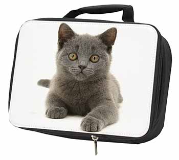 British Blue Kitten Cat Black Insulated School Lunch Box/Picnic Bag