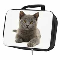 British Blue Kitten Cat Black Insulated School Lunch Box/Picnic Bag
