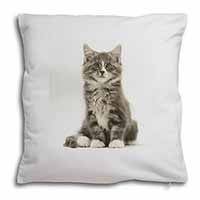 Cute Tabby Kitten Soft White Velvet Feel Scatter Cushion