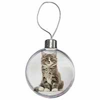 Cute Tabby Kitten Christmas Bauble