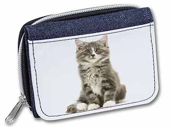 Cute Tabby Kitten Unisex Denim Purse Wallet