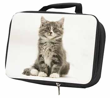 Cute Tabby Kitten Black Insulated School Lunch Box/Picnic Bag
