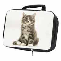 Cute Tabby Kitten Black Insulated School Lunch Box/Picnic Bag