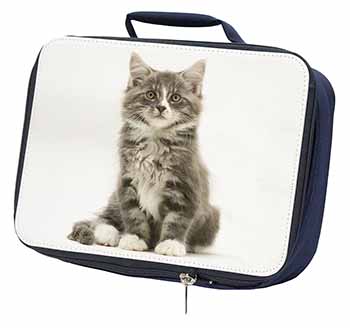 Cute Tabby Kitten Navy Insulated School Lunch Box/Picnic Bag
