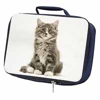 Cute Tabby Kitten Navy Insulated School Lunch Box/Picnic Bag