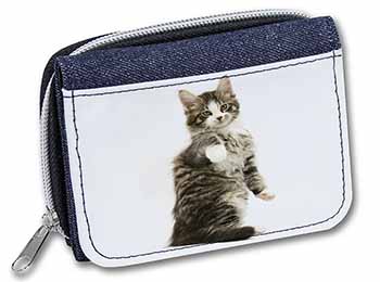 Good Luck Paw Up Cat Unisex Denim Purse Wallet