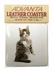 Good Luck Paw Up Cat Single Leather Photo Coaster