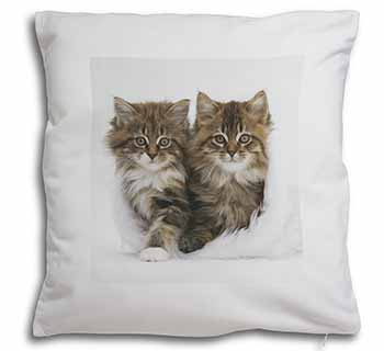 Kittens in White Fur Hat Soft White Velvet Feel Scatter Cushion