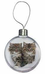 Kittens in White Fur Hat Christmas Bauble