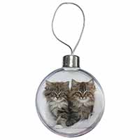 Kittens in White Fur Hat Christmas Bauble