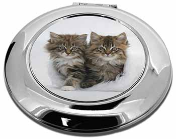 Kittens in White Fur Hat Make-Up Round Compact Mirror