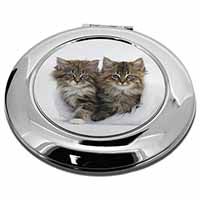 Kittens in White Fur Hat Make-Up Round Compact Mirror