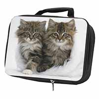 Kittens in White Fur Hat Black Insulated School Lunch Box/Picnic Bag