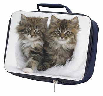 Kittens in White Fur Hat Navy Insulated School Lunch Box/Picnic Bag