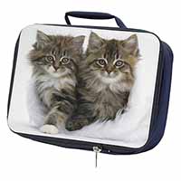 Kittens in White Fur Hat Navy Insulated School Lunch Box/Picnic Bag