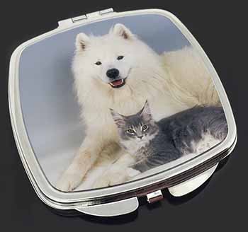 Samoyed and Cat Make-Up Compact Mirror