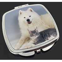 Samoyed and Cat Make-Up Compact Mirror