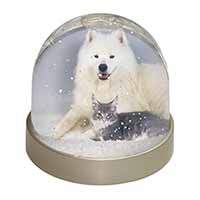 Samoyed and Cat Snow Globe Photo Waterball