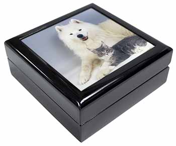 Samoyed and Cat Keepsake/Jewellery Box