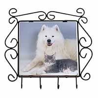 Samoyed and Cat Wrought Iron Key Holder Hooks