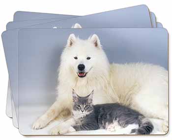 Samoyed and Cat Picture Placemats in Gift Box
