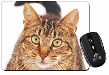 Face of Brown Tabby Cat Computer Mouse Mat