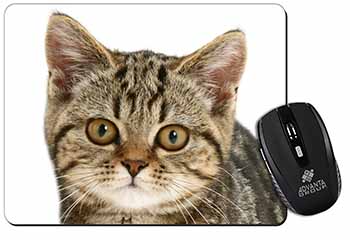 Face of Brown Tabby Cat Computer Mouse Mat