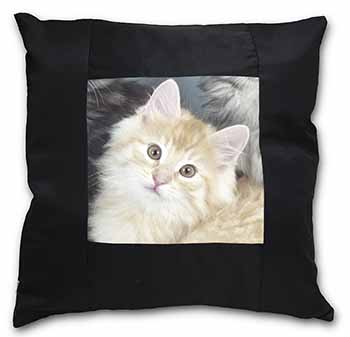 Ginger Kitten Black Satin Feel Scatter Cushion