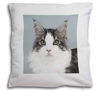 Pretty Grey and White Cats Face Soft White Velvet Feel Scatter Cushion