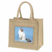 Birman Cats Natural/Beige Jute Large Shopping Bag