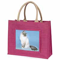 Birman Cats Large Pink Jute Shopping Bag