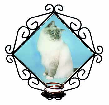 Birman Cats Wrought Iron Wall Art Candle Holder