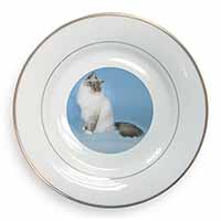 Birman Cats Gold Rim Plate Printed Full Colour in Gift Box