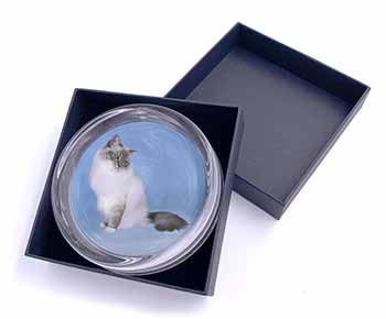Birman Cats Glass Paperweight in Gift Box
