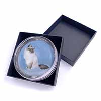 Birman Cats Glass Paperweight in Gift Box