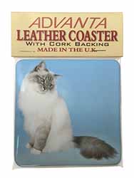 Birman Cats Single Leather Photo Coaster