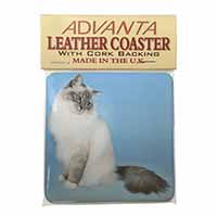 Birman Cats Single Leather Photo Coaster