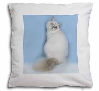 Pretty Birman Kitten Soft White Velvet Feel Scatter Cushion