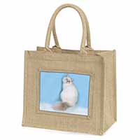 Pretty Birman Kitten Natural/Beige Jute Large Shopping Bag