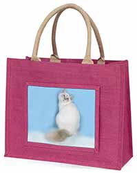 Pretty Birman Kitten Large Pink Jute Shopping Bag