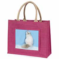 Pretty Birman Kitten Large Pink Jute Shopping Bag