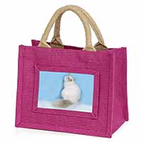 Pretty Birman Kitten Little Girls Small Pink Jute Shopping Bag