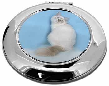 Pretty Birman Kitten Make-Up Round Compact Mirror