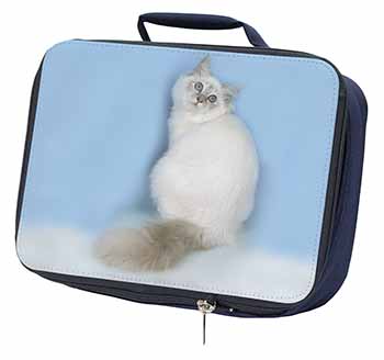 Pretty Birman Kitten Navy Insulated School Lunch Box/Picnic Bag