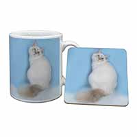 Pretty Birman Kitten Mug and Coaster Set