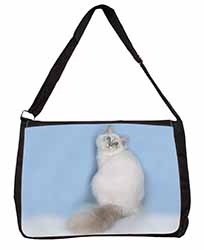 Pretty Birman Kitten Large Black Laptop Shoulder Bag School/College