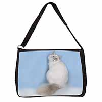 Pretty Birman Kitten Large Black Laptop Shoulder Bag School/College