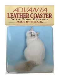Pretty Birman Kitten Single Leather Photo Coaster