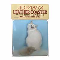 Pretty Birman Kitten Single Leather Photo Coaster