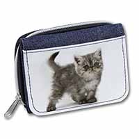 Silver Exotic Kitten Unisex Denim Purse Wallet
